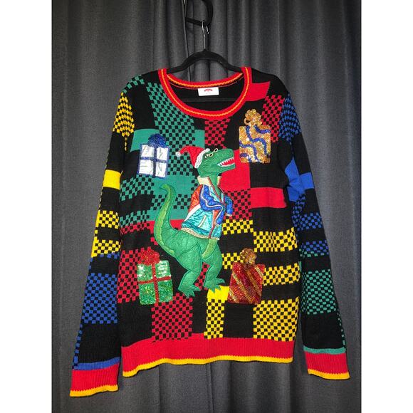 Ugly Christmas Sweater Xmas Size Large Dinosaur - Picture 1 of 3